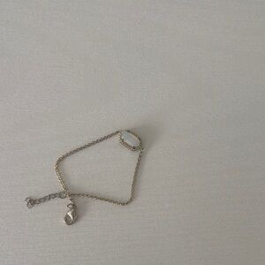 Gold Chain Bracelet with White Rectangular Stone